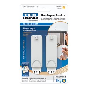 Gancho Plástico para Quadro Médio Branco Tekbond
