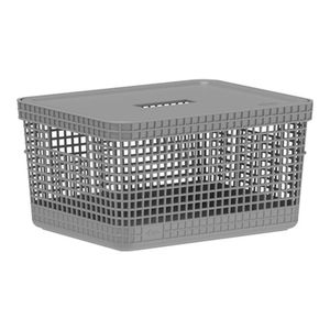 Cesto Organizador Grid com Tampa 8 Litros Chumbo Martiplast
