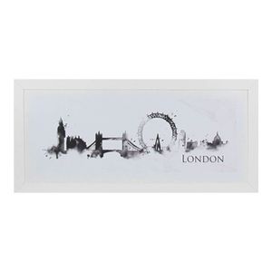 Quadro Decorativo Cidade Londres Branco 36x76cm Euroquadros