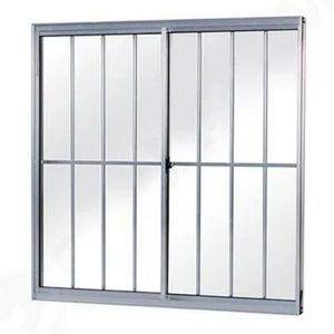 Janela de Correr 2 Folhas Aluminio Natural Home Vidro Laminado com Grade 80x80cm Quality
