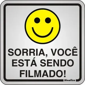 Placa de Sinalização Alumínio 15x15 Sorria! Sinalize