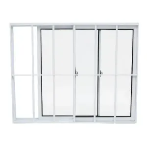 Janela de Correr 2 Folhas Aluminio Branco Home Vidro Laminado com Grade 100x100cm Quality