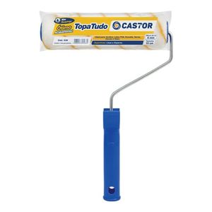 Rolo de Lã Poliéster Topa Tudinho Não Respinga 15cm com Cabo Azul e Branco