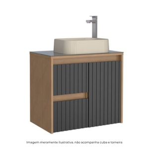 Toucador Madeira Kyoto 60cm Jequitiba/Preto Cozimax